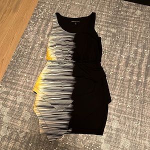 Elizabeth and James black/white/yellow dress.  Cinched waist and tiered bottom